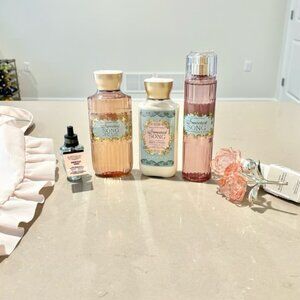 6 pc Bundle Bath & Body Works Sweetest Song Mist Lotion Wash Tote Plug